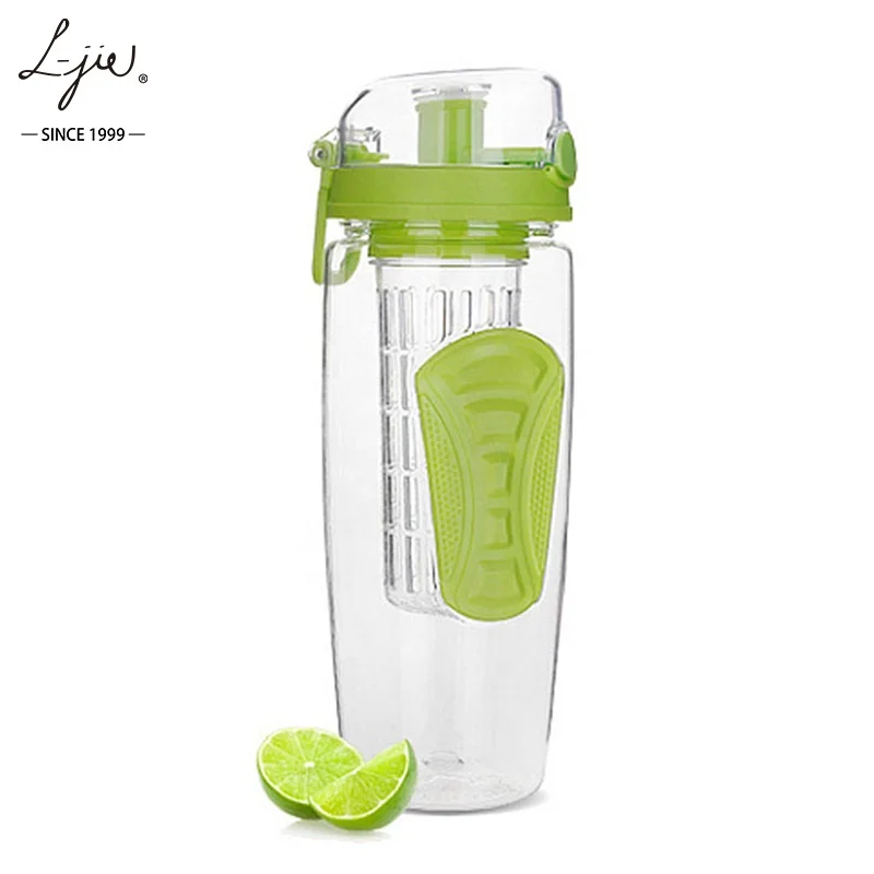Fruit Infuser Water Bottle (32oz) Best BPA-Free Fruit Infusion Sports Bottle - Flip Top Lid w Drinking Spout, Leak Proof, Made o