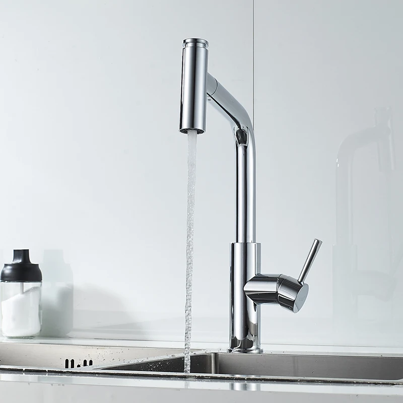 Momali factory customization sanitary ware rainfall kitchen water tap chrome brass pull out sink faucet flexible kitchen faucet