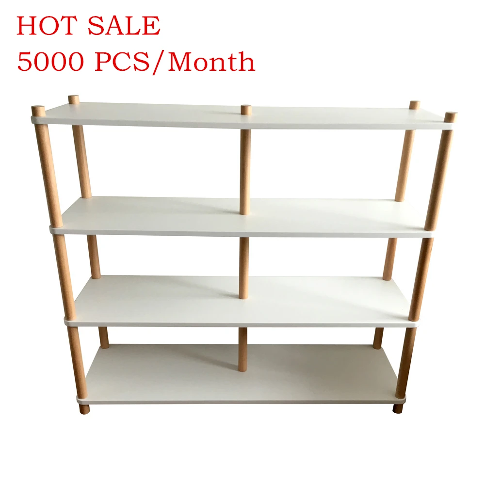 Cheap price living room scandianvian 2 tiers ladder shelf wooden book shelves