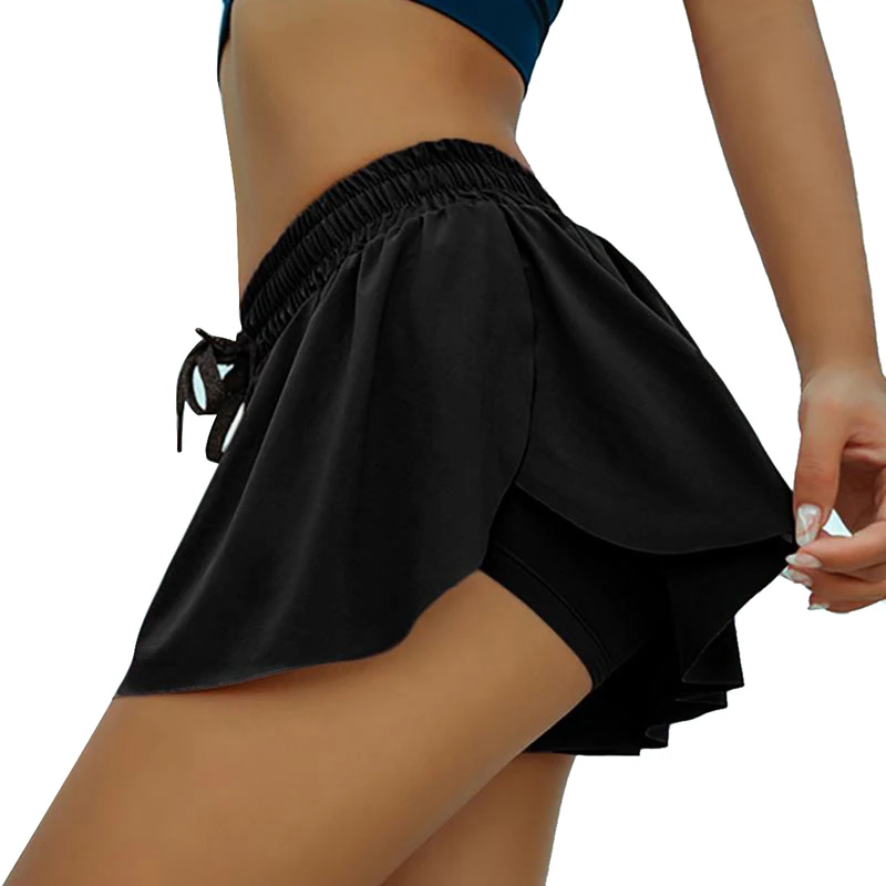 
Womens Comfy Drawstring Casual Elastic Waist tennis Shorts 2pcs Skirt 