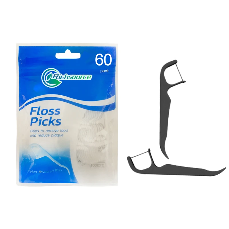 Factory Fresh Mint dental floss picks plastic bag box packaging 90 count dental floss flosser toothpicks with ODM OEM