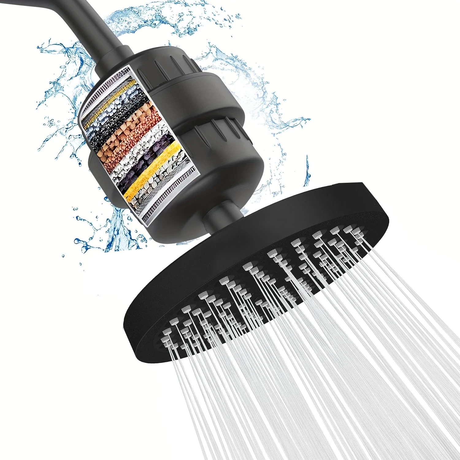 Высококачественная Современная 15-ступенчатая хромированная дождливая Массажная душевая головка Матовый Пластиковый Смеситель для ванны Сменный фильтр
