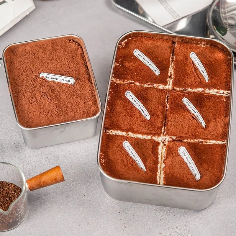 Wholesale Customization Rectangular Stainless Steel Tiramisu Baking Pan With Cover