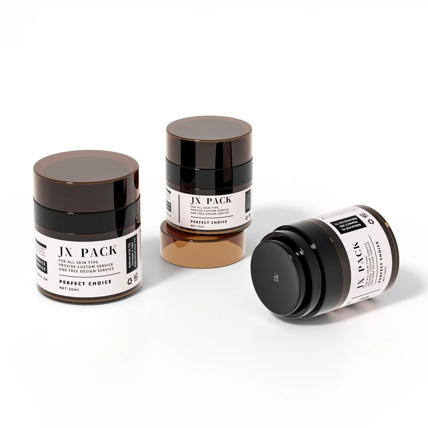 Empty 15ml 30ml 50ml eye face cream lotion container acrylic powder jars double wall cosmetic airless pump jar