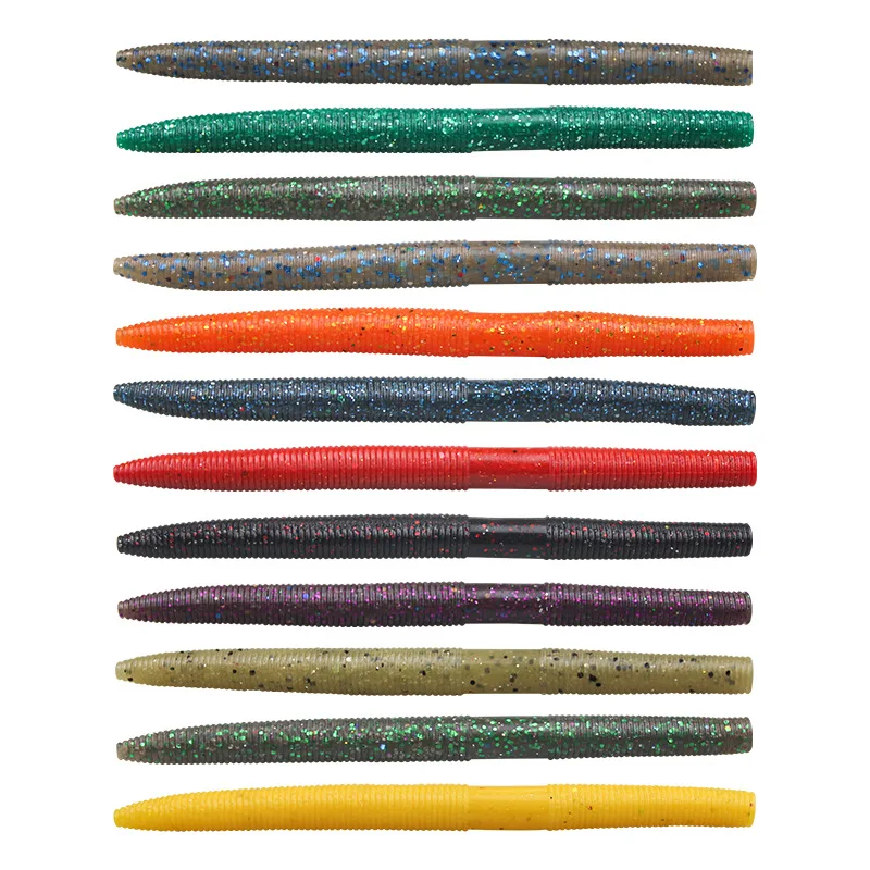 High Quality 14cm PVC Artificial Soft Lure Bait Salt-Infused Plastic Worms for Sea Lake Ice Fishing