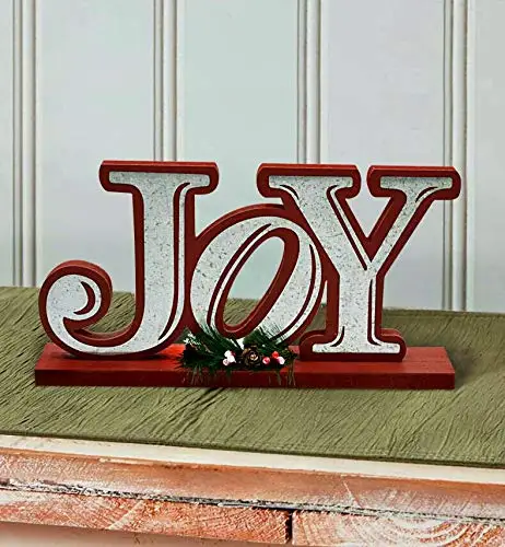 Galvanized Christmas Joy Wooden Tabletop Display Decorative Word Signs
