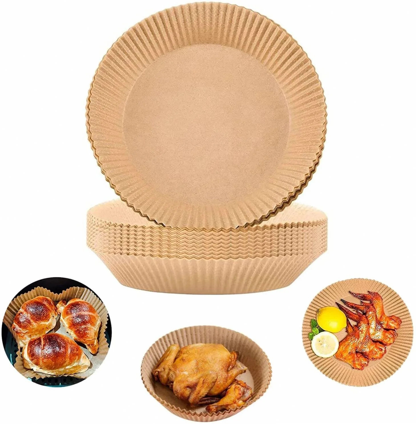 Non-stick Disposable Air Fryer Liners 50/100 pcs Oil-proof Round Baking Paper Cooking Roasting Filter Sheets for Microwave Oven