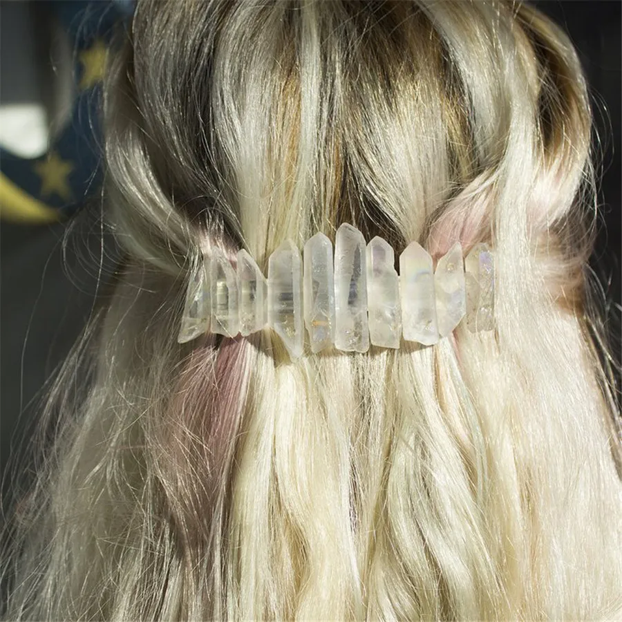 Hot Sale Amazing Handmade Natural Raw Crystal Point Crown Hair Accessory