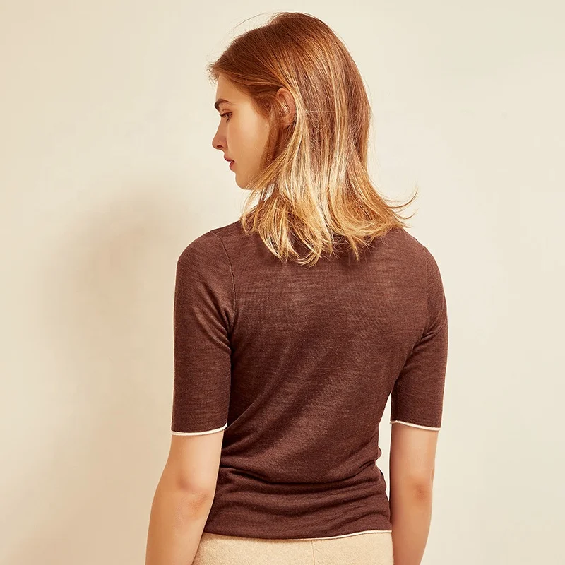 custom 40% Wool 60% Acrylic winter women sweater plain color Computer Knitted ladies luxury soft warm top