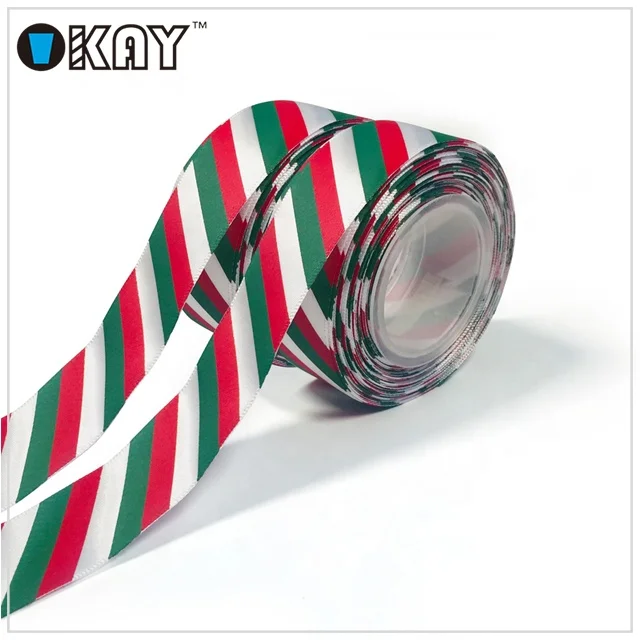 Free Sample Red and Green Stripe Wholesale Christmas Ribbon