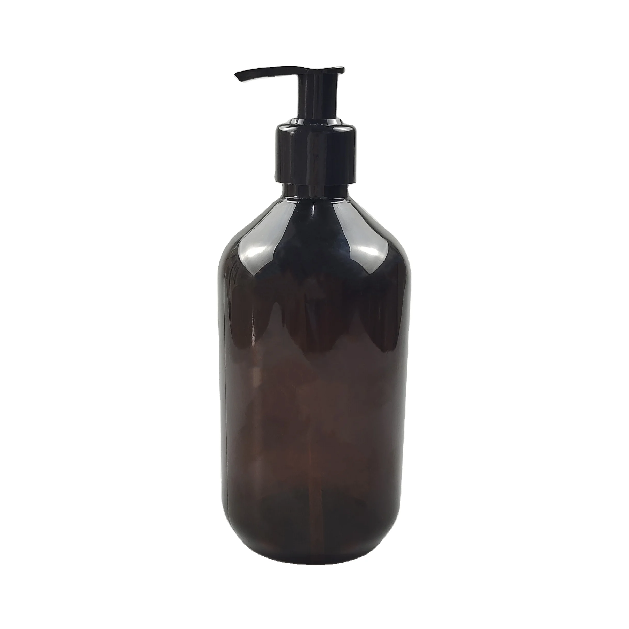 500ML Plastic Lotion Pump Bottle Empty Lotion Bottle with Pump with 28/410 Left Right Lotion Pump in Dark Amber Color PET CN;ZHE