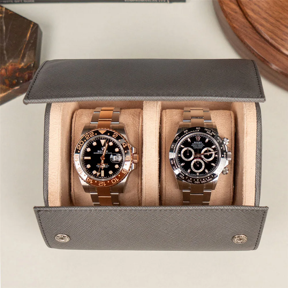 Watches Storage Roll Up Blue Leather Watch Gift Box Wristwatch Boxes Travel Watch Case