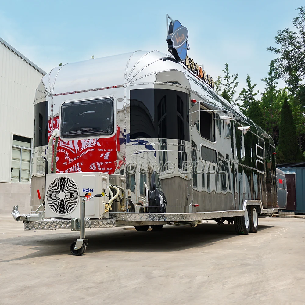 Vintage caravan  with bed and sofa and toilet airstream camping trailer