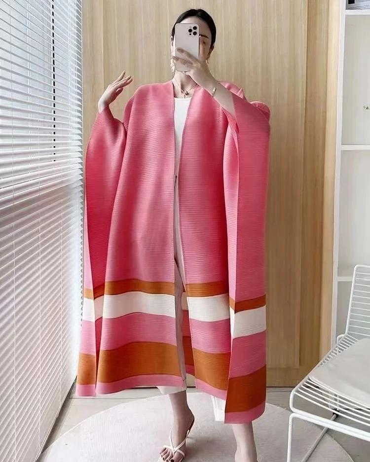 High Quality Miyake Bohemian Colorful Plus Size Loose evening gowns for women dress long dress muslim islamic Cardigan Robe