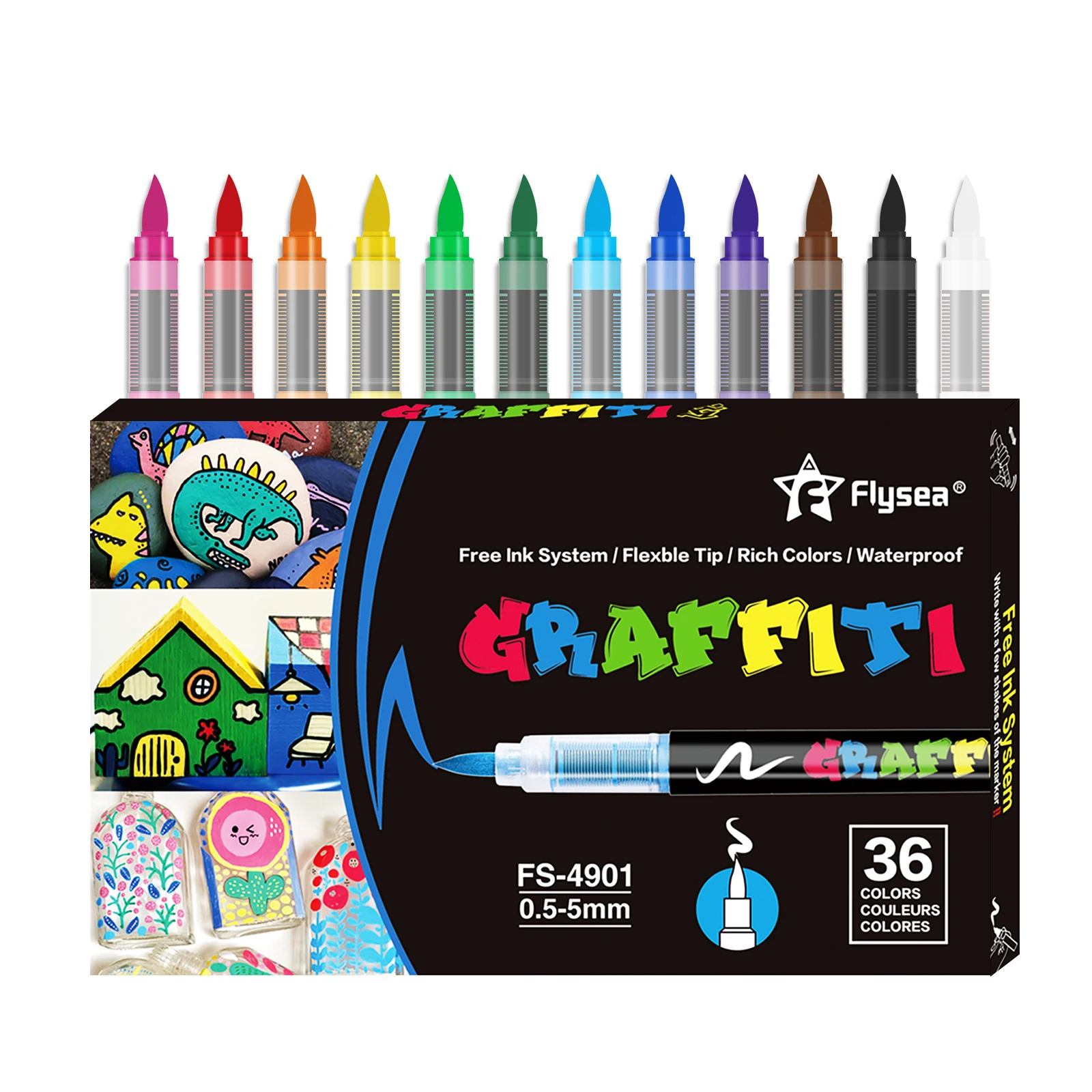 36 Colors Water-based Ink  Acrylic Pens  Soft Tip Acrylic Paint Markers for Adult Coloring