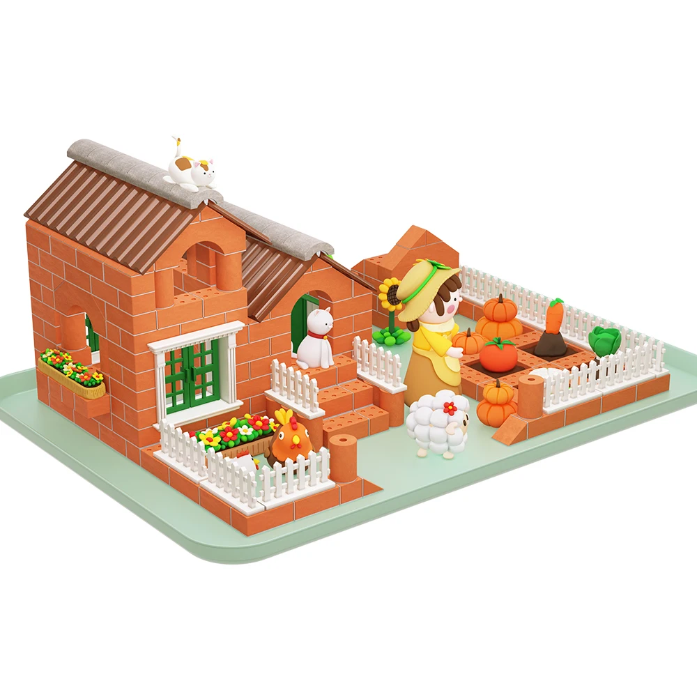 Wholesale House Blocks Toy Build A House Kids Building Block House Blocks Construction Toys Light Clay Reusable Mini Bricks