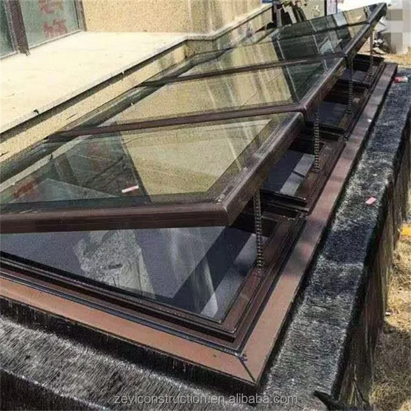High Quality  Modern Electric Double Glazed Glass Soundproof Automatic Aluminum Skylight Roof Windows