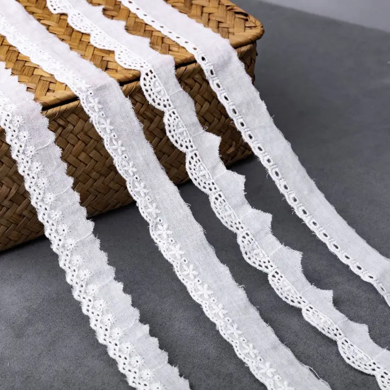 Crocheted Garment Lace Trimming Embroidery White Cotton Lace Trims For Women Dress Garment