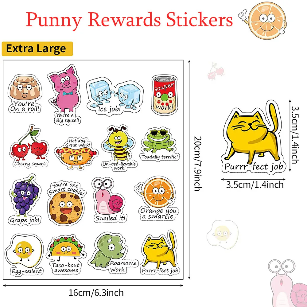 Cute Fruit Teacher Stickers Good Behavior Motivational Sticker Classroom Incentive Award Decals for Students Teachers