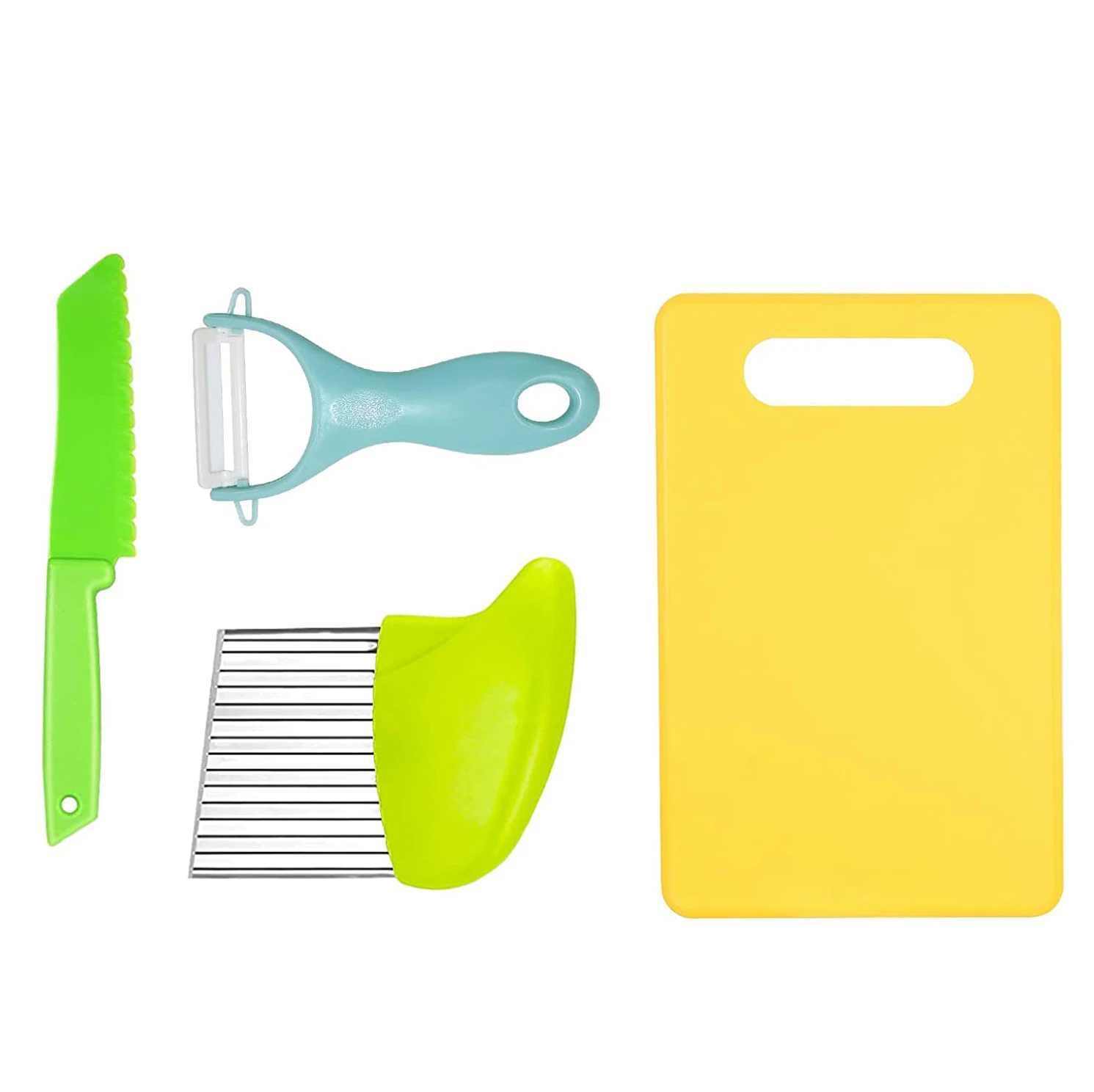 Тарелки вилка Овощечистка разделочная доска для настоящего приготовления пищи Набор детских ножей