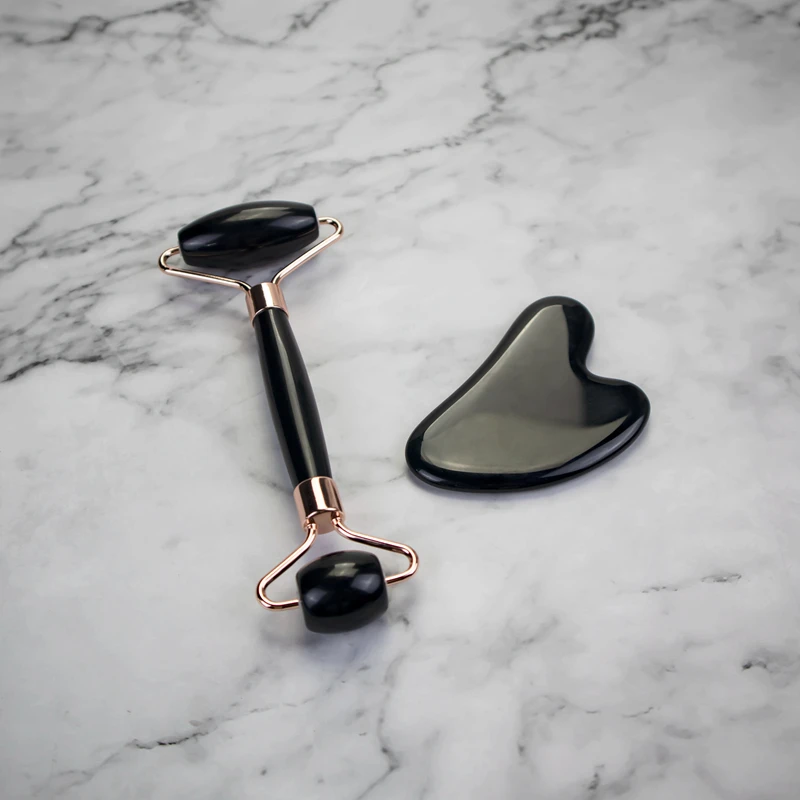 Натуральный черный нефритовый ролик для массажа лица и инструментов Guasha