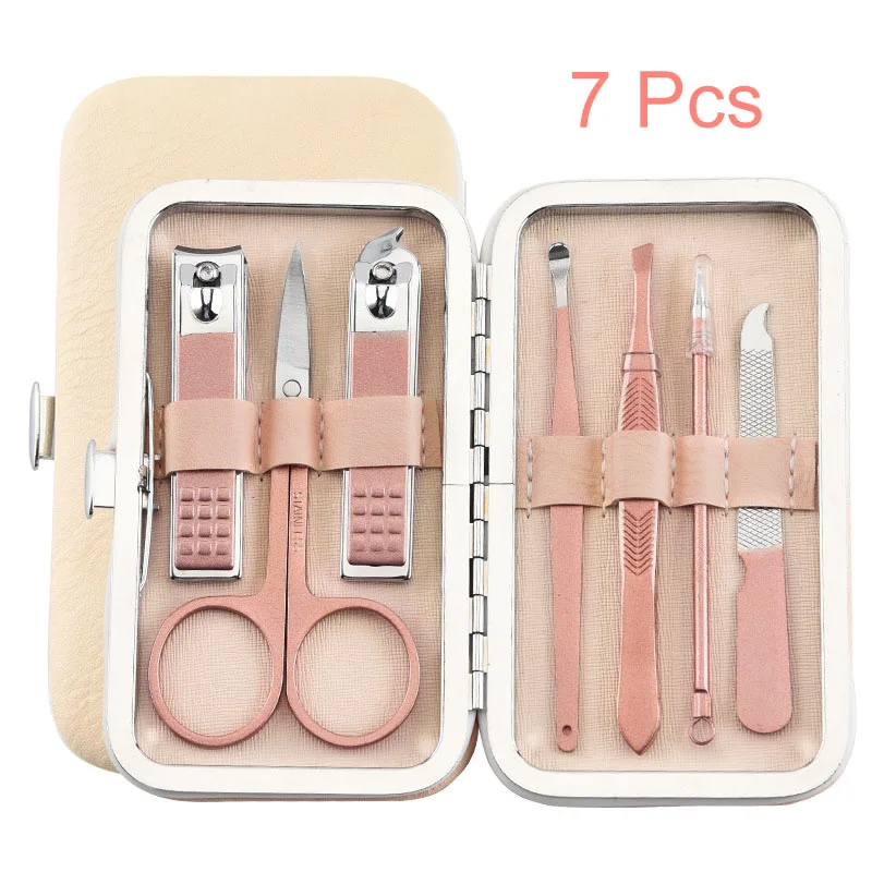 Manicure Set 4/7/9/12/15/18 Pcs Clipper Nail Art Pedicure Tool Kit Stainless Set Grooming Cute Manicure Set With Leather Case