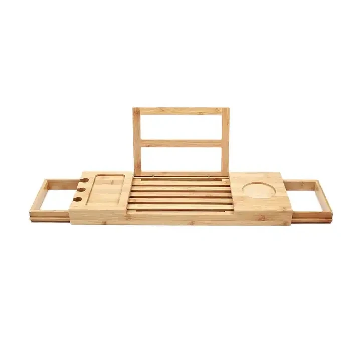 Best Selling Luxury Bamboo Bathtub Caddy Bathroom Caddy Tray For Tub Bathroom Removable Board Bath Organizer