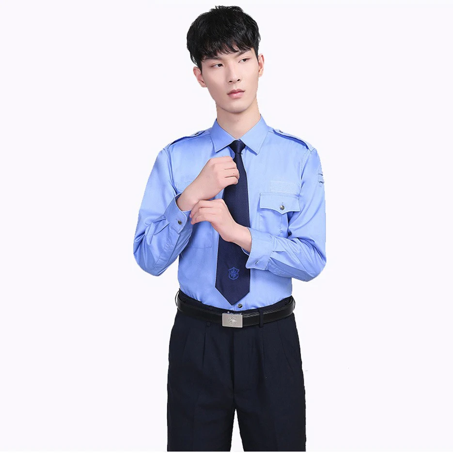 Wholesale best restaurant doorman custom logo guard mens white security uniform shirt