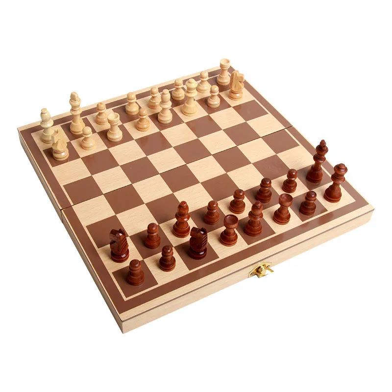 Folding Bamboo Box Travel Mini Chess Board Pieces Wooden Chess Set Board Chess Games