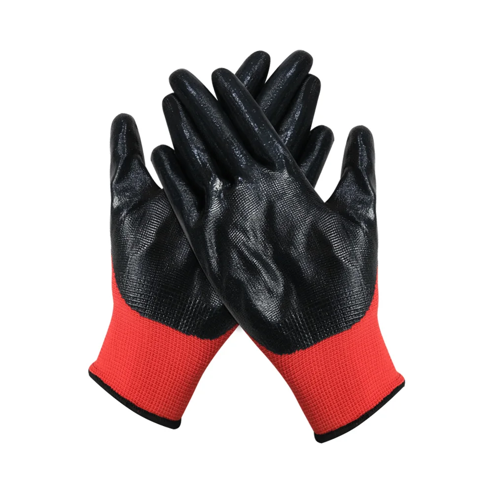 Custom Logo 13 Gauge Polyester Nitrile Coated Gloves Guante Protective Work Safety Gloves Cheap