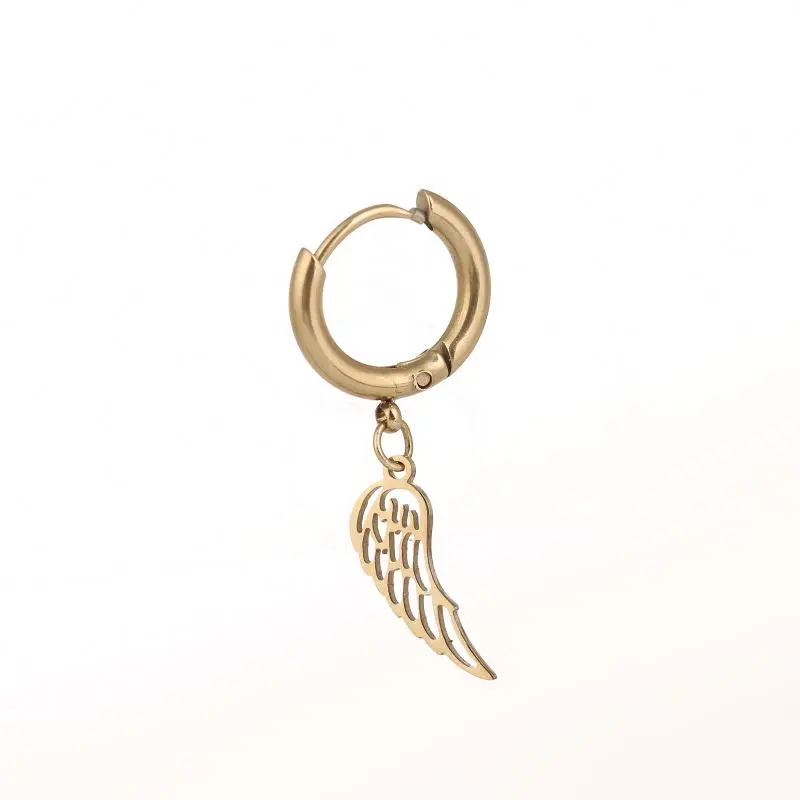 
New Arrived Fashion Style Jewelry Angel Wing Pendant Hollow Earrings Hoop For Girls 