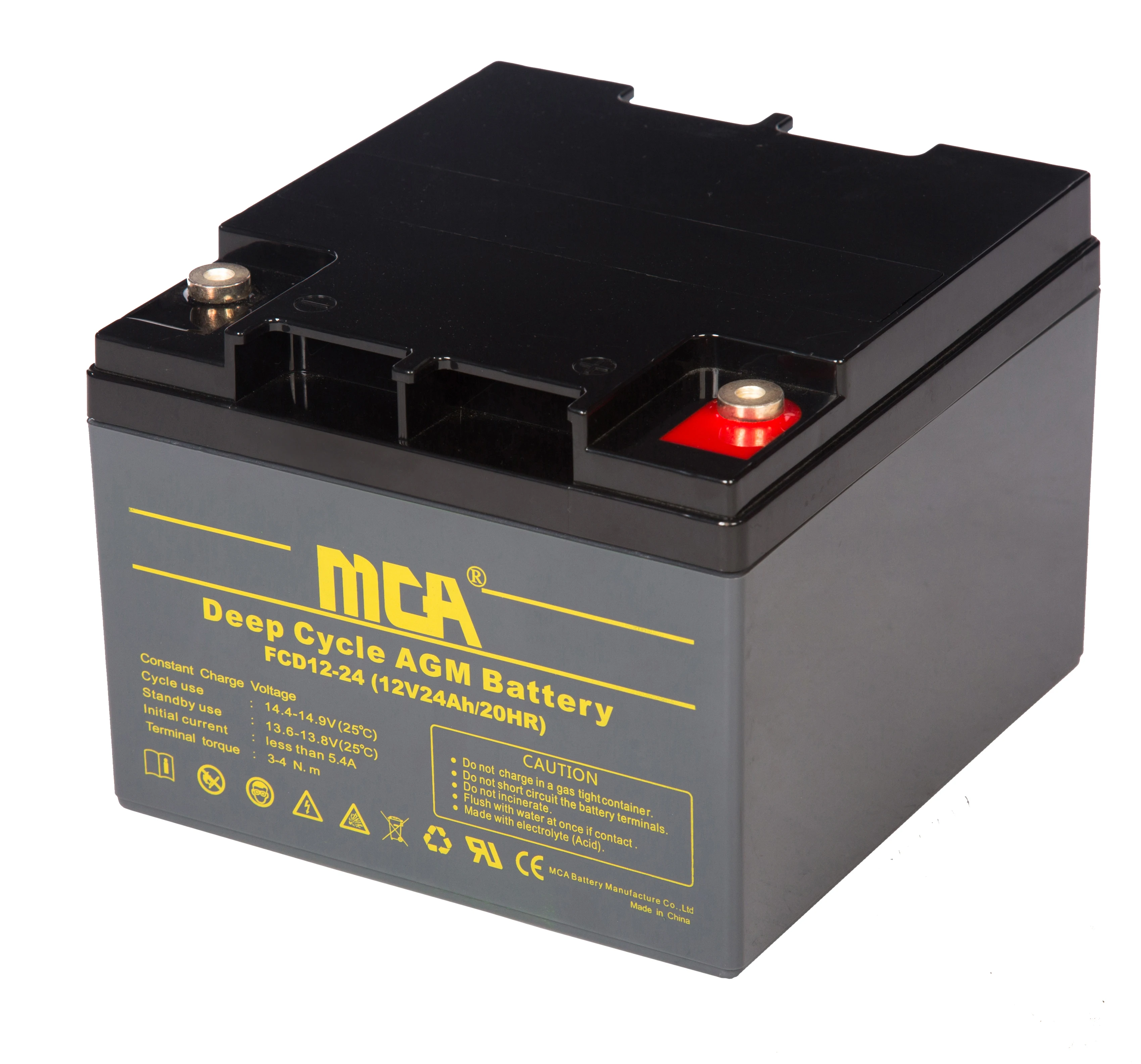 Hot sale mca vrla  energy storage 12v 24ah agm deep cycle solar battery