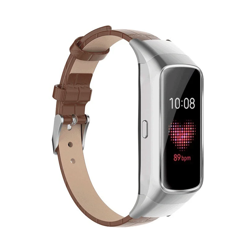 Qiman For Samsung Galaxy fit SM-R370 Genuine Leather Strap Band Sport Watchband Replacement Fashion Pattern Wristband Bracelet