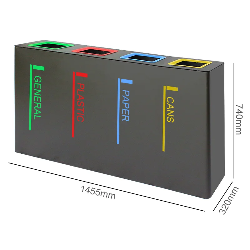 Outdoor Public Commercial Rubbish Waste Bin 150L 200L Large Sorting Garbage Trash Can 3 and 4 Compartment Dustbin Mulleimer