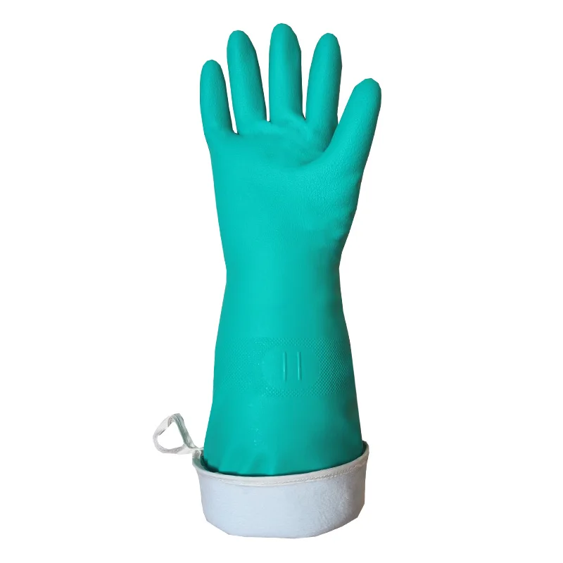 DHL645 - Green Nitrile glove with long cuff and sponges liner Gloves