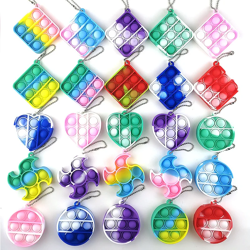 2021 Factory Hot Sale Cute key Chain Silicone Stress Sensory  Fidget Decompression Toys Key Rings