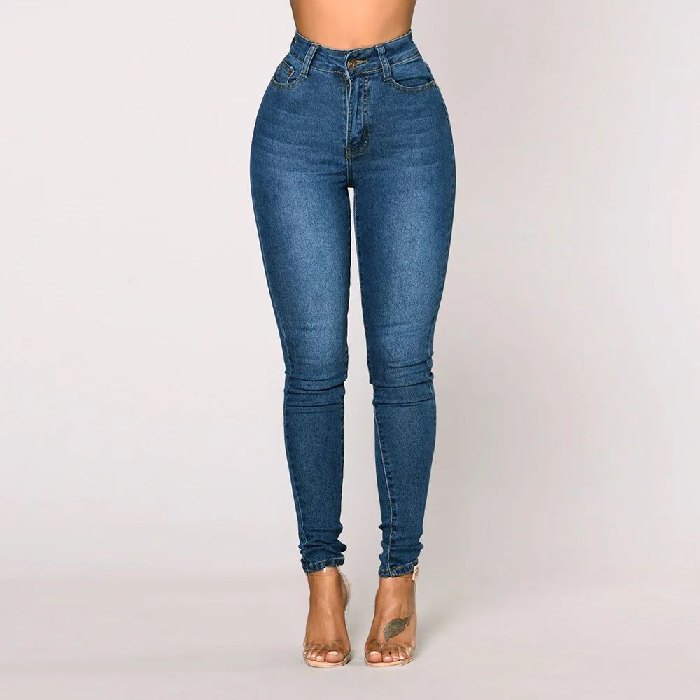 Autumn And Spring 2022 Women Denim Skinny Pants high-Waist Blue Black Slim Elastic Lady Jeans