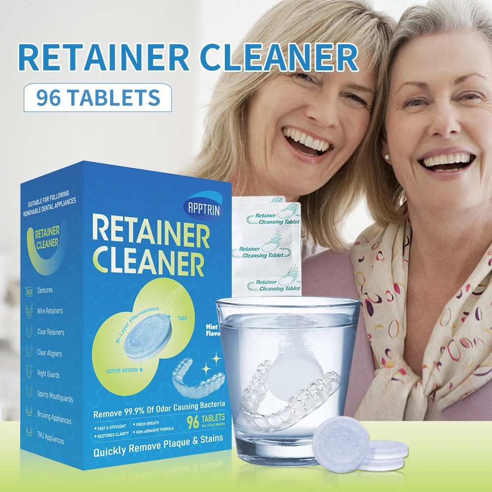 Hot Selling New Design High Quality Stain Removing Deep Cleaning Denture Retainer Effervescent Tablets 96pcs/box