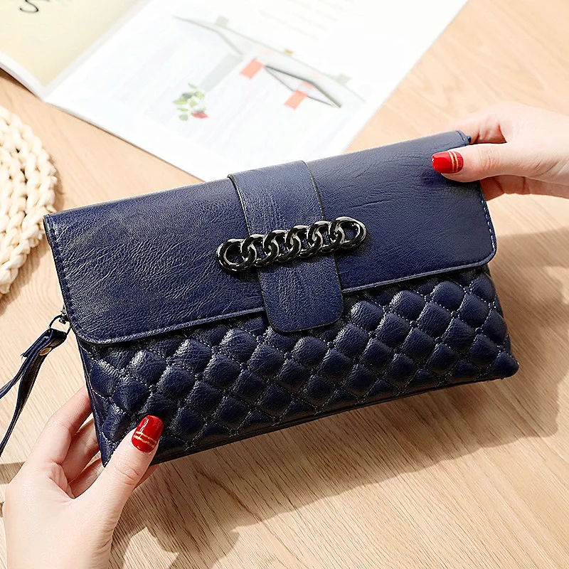 Ladies Clutch Bag Sewing Plaid Handbag Large Capacity Coin Purse Crossbody Phone Bag Drops-hipping Women Long Wallet