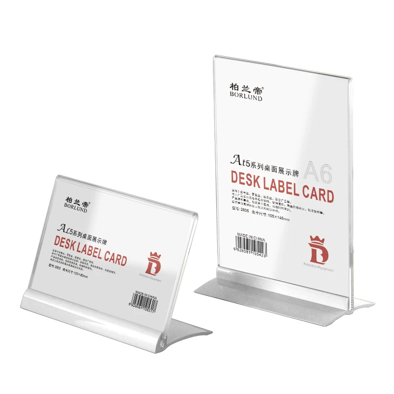 BORLUND L Shaped Acrylic Menu Holder Stand Clear Menu Holder Stand Slanted Display Stand Custom Acrylic Sign Holder