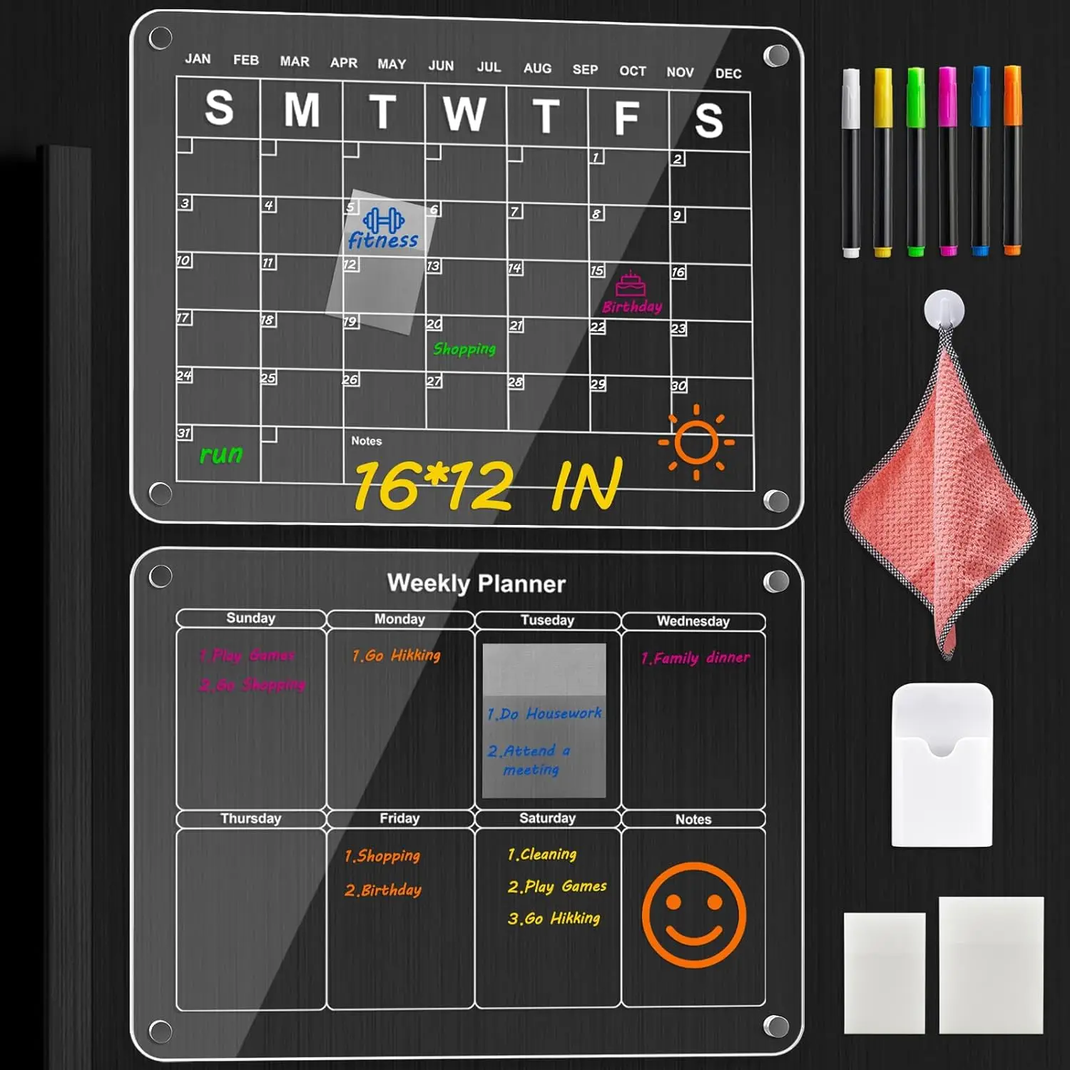 Magnetic Dry Erase Calendar Board Clear Acrylic Calendar Whiteboard for Fridge