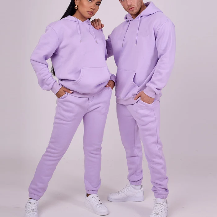 huilin factory wholesale high quality bright colorful mens tracksuit unisex oversized hoodie jogger sets men tracksuit in orange