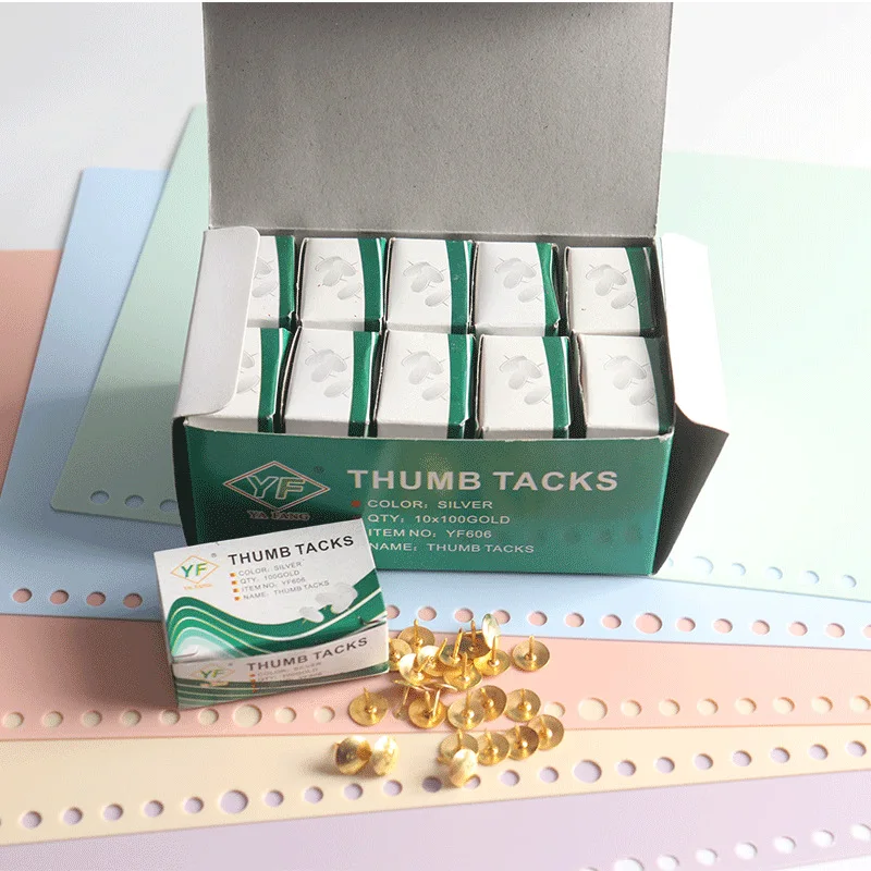 High Quality Office Stationery Wholesale Silver Golden Assorted Color Creative Pushpins Thumb Tacks Drawing Pins