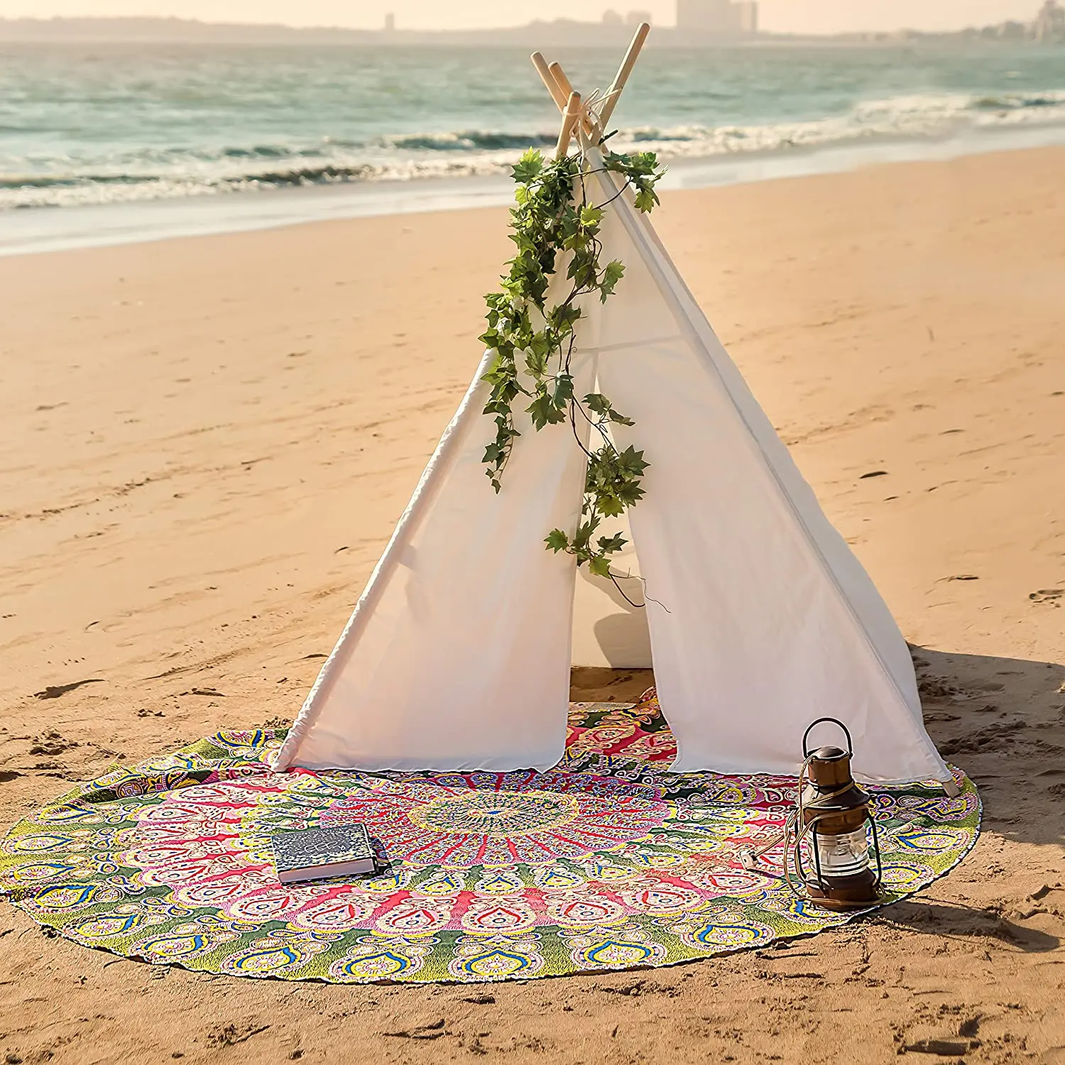 Custom Bohemian Mandala Design Round Table Cloth Yoga Mat Picnic Rug Cotton Circle Microfiber Beach Towel for Home Use