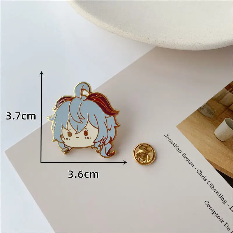 genshin impact Metal badge brooch qiqi hutao ganyu cute figure decorative crafts