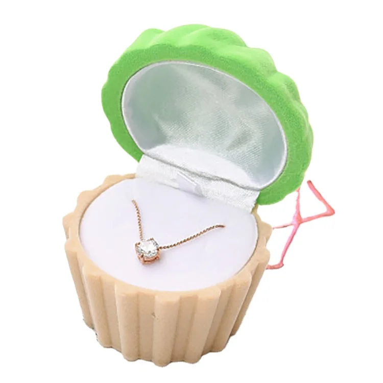 2023 Hot Selling Ice Cream Shape Jewelry Display Packaging Gift Box Cup Cake Shape Velvet Ring Box