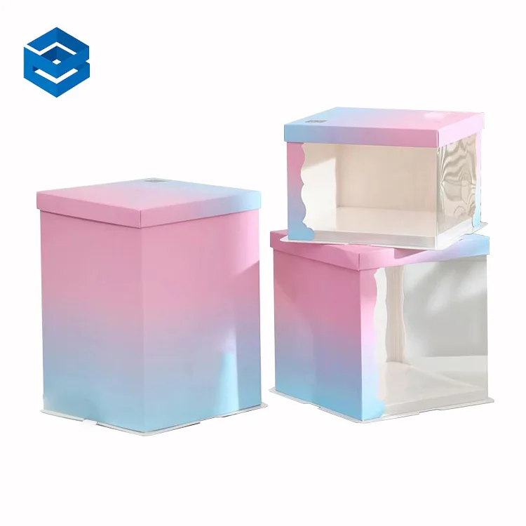 Luxury Paper Cake Box Transparent Birthday Party Bulk Hot Selling Handmade Box High Quality Food Wedding Cake Boxes Sri Lanka