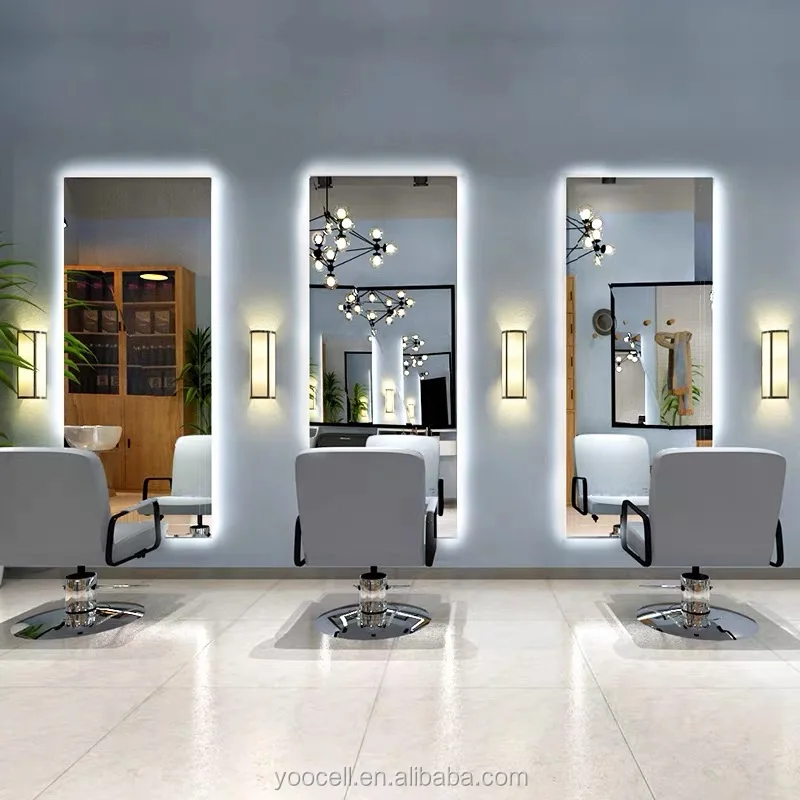 Wholesale Mirror Styling Station Shop Salon Station Hair Styling Mirror With Led Light