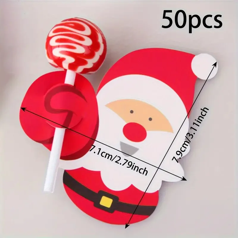 Wholesale 50 PCs Christmas Lollipop Paper Candy Holder Cards for Candy Package Wrapping Party Supplies