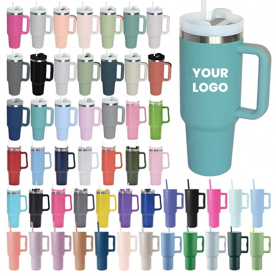 Customized Christmas Gift Insulated Outdoor Travel Coffee Mug 40Oz Stainless Steel Cup Tumbler With Handle And Straw Lid